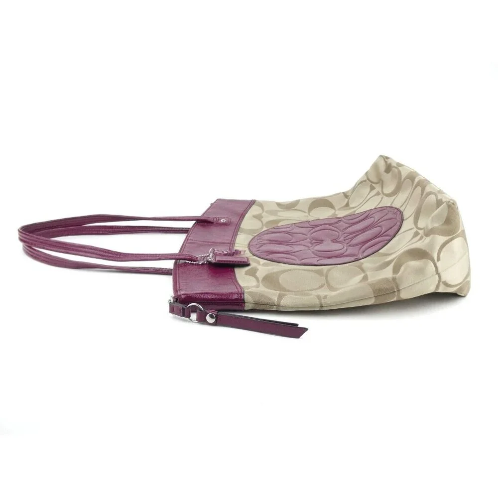 Coach Laura Signature Khaki Berry Tote F18335 - Picture 2 of 16
